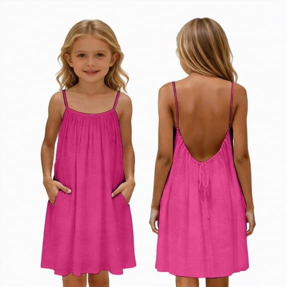 Gibobby Toddler Girl Dress Baby Girls Clothes 5T Toddler Girls Summer Dress Short Sleeve Dress Tulle Dress 12 18 24 Months 2T 3T 4T 5T(6-7 Years,Hot Pink)
