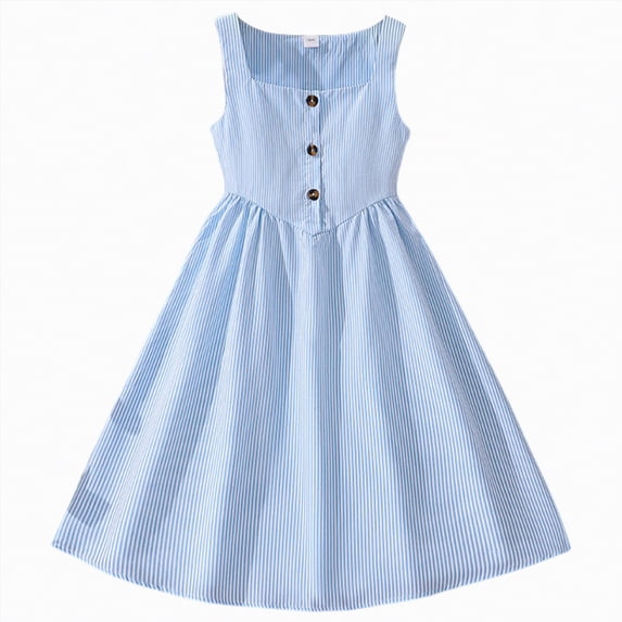 Gibobby Toddler Girl Dress Girl's Dresses Ruffle Sleeve 12 18 24 Months 2T 3T 4T 5T Swing A-Line Cute Gibobby Casual Sundress(8-9 Years,Sky Blue)