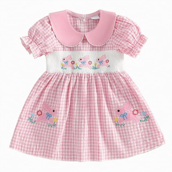Gibobby Toddler Girl Dress Toddler Girls Dresses 12 18 24 Months 2T 3T 4T 5T Short Sleeve Tulle Bunny Prints Clothes Dresses for Girls Size(18-24 Months,Red)
