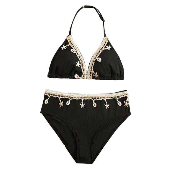Gibobby Toddler Girl Swimsuit Little Girls' Summer Swimwear Two Piece Boyshort Tankini Kids Swimsuit(8-9 Years,Black)