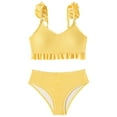 thumbnail image 1 of Gibobby Toddler Girl Swimsuit Swimsuits Quick Dry Crossback One Piece Beach Swimwear Bathing Suit with Adjustable Strap(9-10 Years,Yellow), 1 of 7
