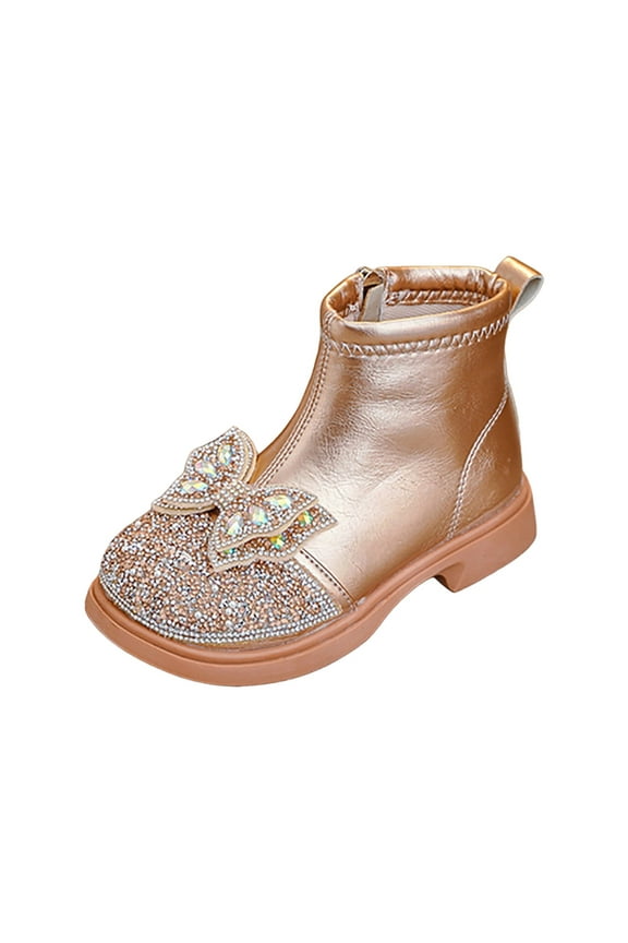 Gibobby Toddler Girls Cowgirl Boots Western Glitter Cowboy Boot Ankle Boots Little Kids Big Kid Horse Riding Shoes Party Birthday Dress Up,Orange,3.5-4 Y