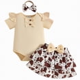 thumbnail image 1 of Gibobby Toddler Girls Girl's 2 Piece Outfits Cherry Bow T-Shirt Tops+Shorts Graphic Tee Shirt and Shorts Set Cute Summer Outfits,9-12 Months,Coffee, 1 of 4