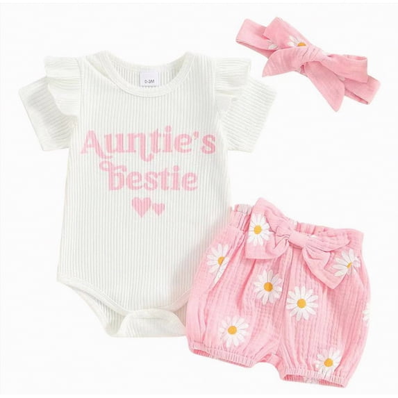 Gibobby Toddler Girls Girls Outfits Summer 2PC Clothes Cute Sleeveless T-Shirt Tops+Shorts Tops T-Shirt and Shorts Set with Pockets Size,6-9 Months,Pink