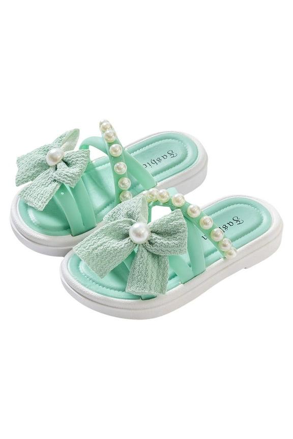 Toddler Girls Jelly Sandals Closed Toe Water Beach Summer Shoes Soft Rubber Sole Mary Jane Dress Shoes Princess Flat(Green,3.5-4 Y)