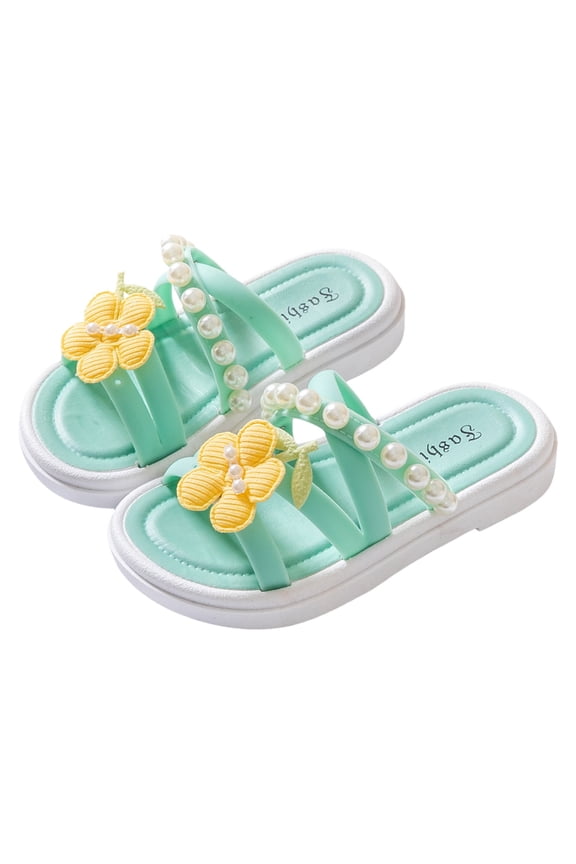 Toddler Girls Jelly Sandals Closed Toe Water Beach Summer Shoes Soft Rubber Sole Mary Jane Dress Shoes Princess Flat(Mint Green,3.5-4 Y)