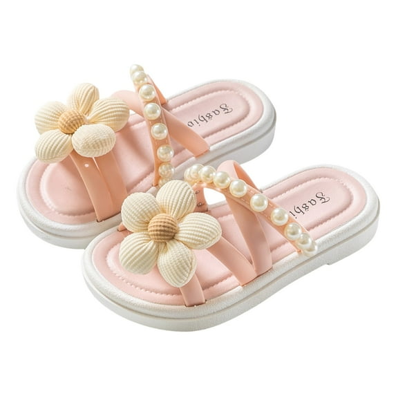 Gibobby Toddler Girls Jelly Sandals Closed Toe Water Beach Summer Shoes Soft Rubber Sole Mary Jane Dress Shoes Princess Flat(Pink,5.5-6 Y)