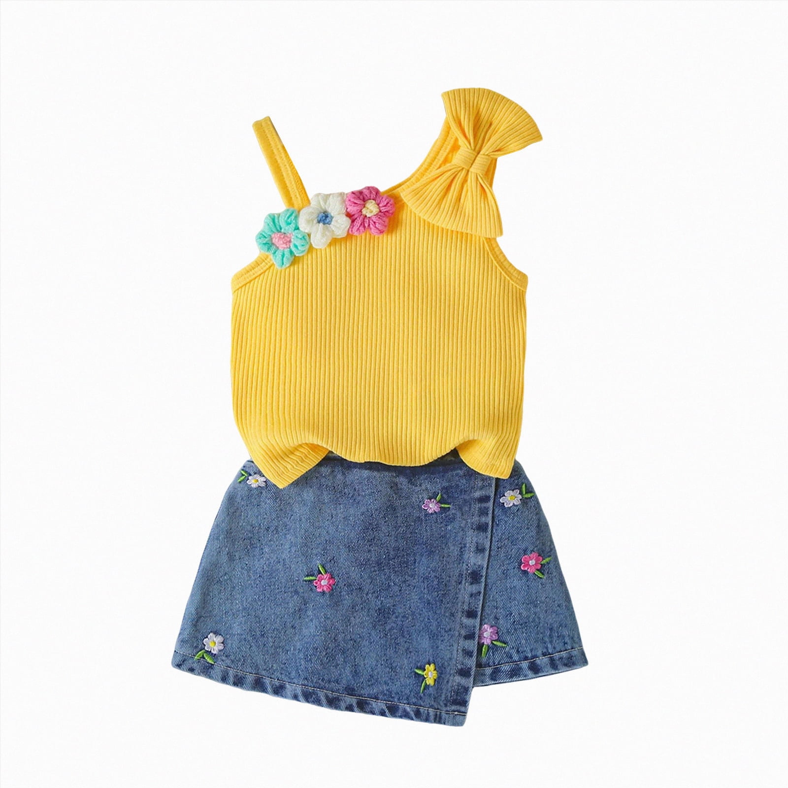 Gibobby Toddler Girls Short Sets Kids Love Heart Ruffle sleeveless Tops ...