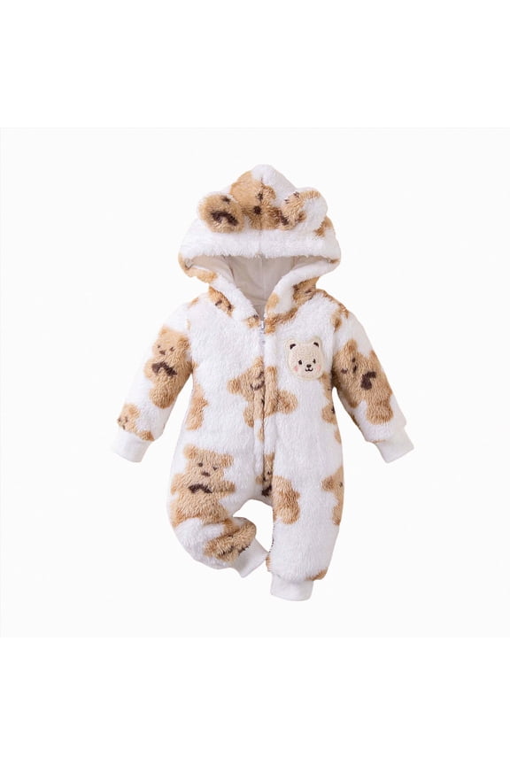 Toddler & Infant Baby Long Sleeve Bodysuit Warm Plush Soft Baby Onesie Fall Winter Base Layer Jumpsuit Fit Newborn 0 3 6 9 12M 2T 3T(6-9 Months,White)