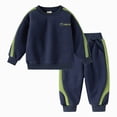 thumbnail image 1 of Gibobby Toddler Kids Boy Clothes 12 Month 2T 3T 4T 5T 6T Kids Boys Autumn Winter Cute Print Long Sleeve Stretch Top and Pants Set Outfits Boys 2 Pcs Warm Outfit Set School Casual(2-3 Years,Navy), 1 of 8