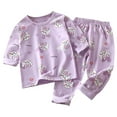 thumbnail image 1 of Gibobby Toddler Little Boys Girls 2-Piece Cotton Animal-Train Pajamas Snug-Fit Fall Winter Warm Jammies, Cute CartoonBunny Print Holiday Sleepwear,Purple,4-5 Years, 1 of 6