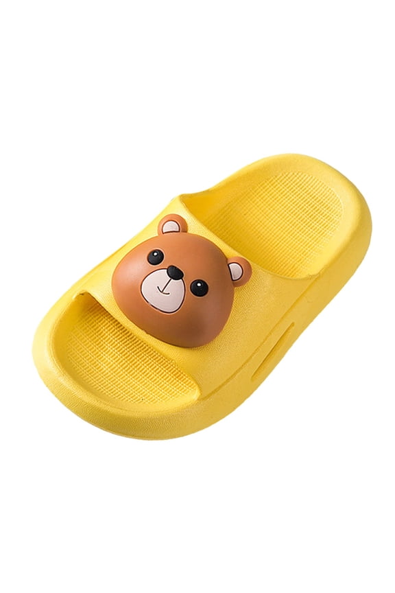 Toddler Little Kids Slides Sandals Unicorn Shark Bunny Beach Pool Shower Slides Anti-Skid Home Bath Slippers Cute Summer Outdoor Shoes for Girls and Boys(Yellow,5.5-6 Y)