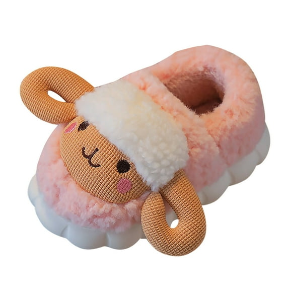 Gibobby Toddler Rabbit Winter Slippers - Soft Plush Indoor Bunny Slippers for Girls and Boys(Pink,4-4.5 Years)