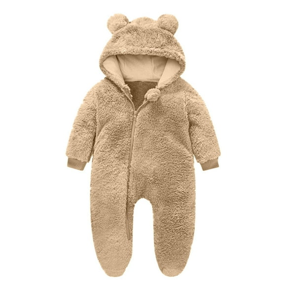 Gibobby Unisex Baby Boy and Girl Zipper Onesie Solid Toddler Footie One-Piece Infant Romper Jumpsuit(Khaki,6-9 Months)