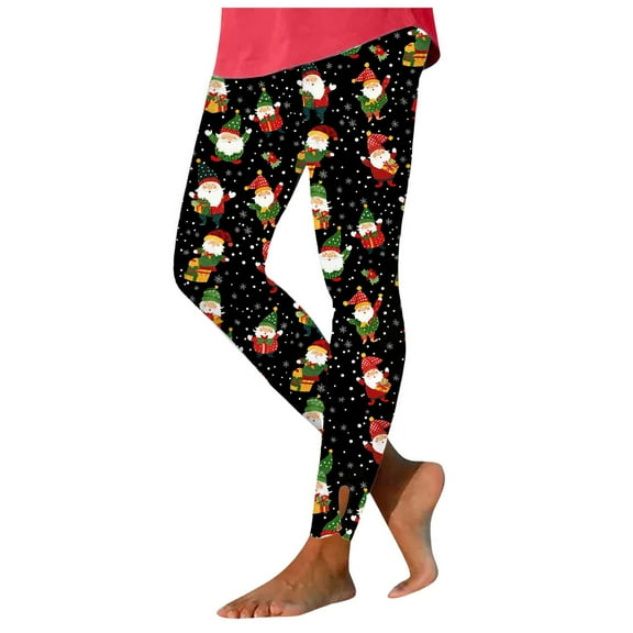 Gibobby Women'S Leggings Soft Yoga Pants Christmas Printed Pants Leggings For Leggings Running Christmas Santa Party Snowman Leggings(L,Black)