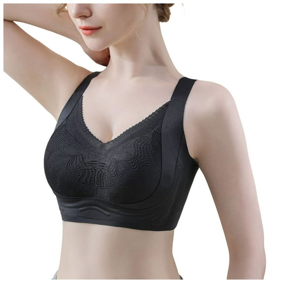 Gibobby Women's Beautiful Indulgence Lace Bra with Underwire, Non Padded Cups for Natural Shape[Black,XL]