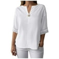 thumbnail image 1 of Gibobby Women's Button Up Shirts Short Sleeve Dress Shirts Basic Business Collared Work Blouses Summer Tops(White,5XL), 1 of 6