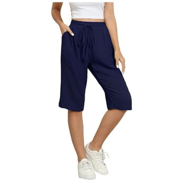 Gibobby Women's Casual Corduroy Pants High Waisted Button Solid Straight Leg Pants Loose Comfy Lounge Trousers with Pockets Blue,M