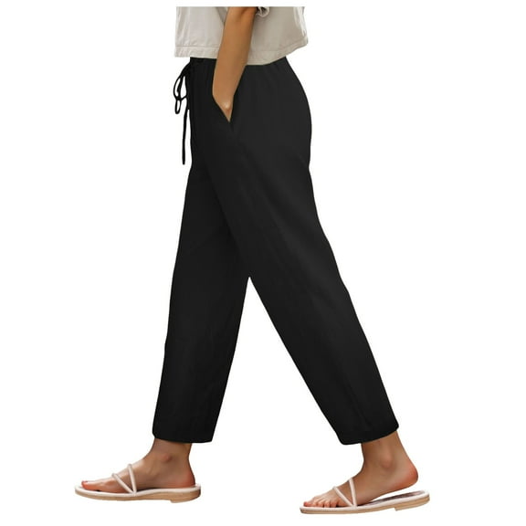 Gibobby Women's Causal Drawstring High Waist Baggy Straight Wide Leg Sweatpants with Pockets Thermal Lined Women's Winter Pants(Black,S)