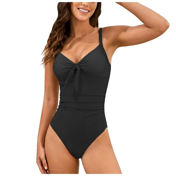 Gibobby Women's Chic Square Neck Backless One Piece Swimsuit with Tummy Control and Ruched Push Up(Black,S)