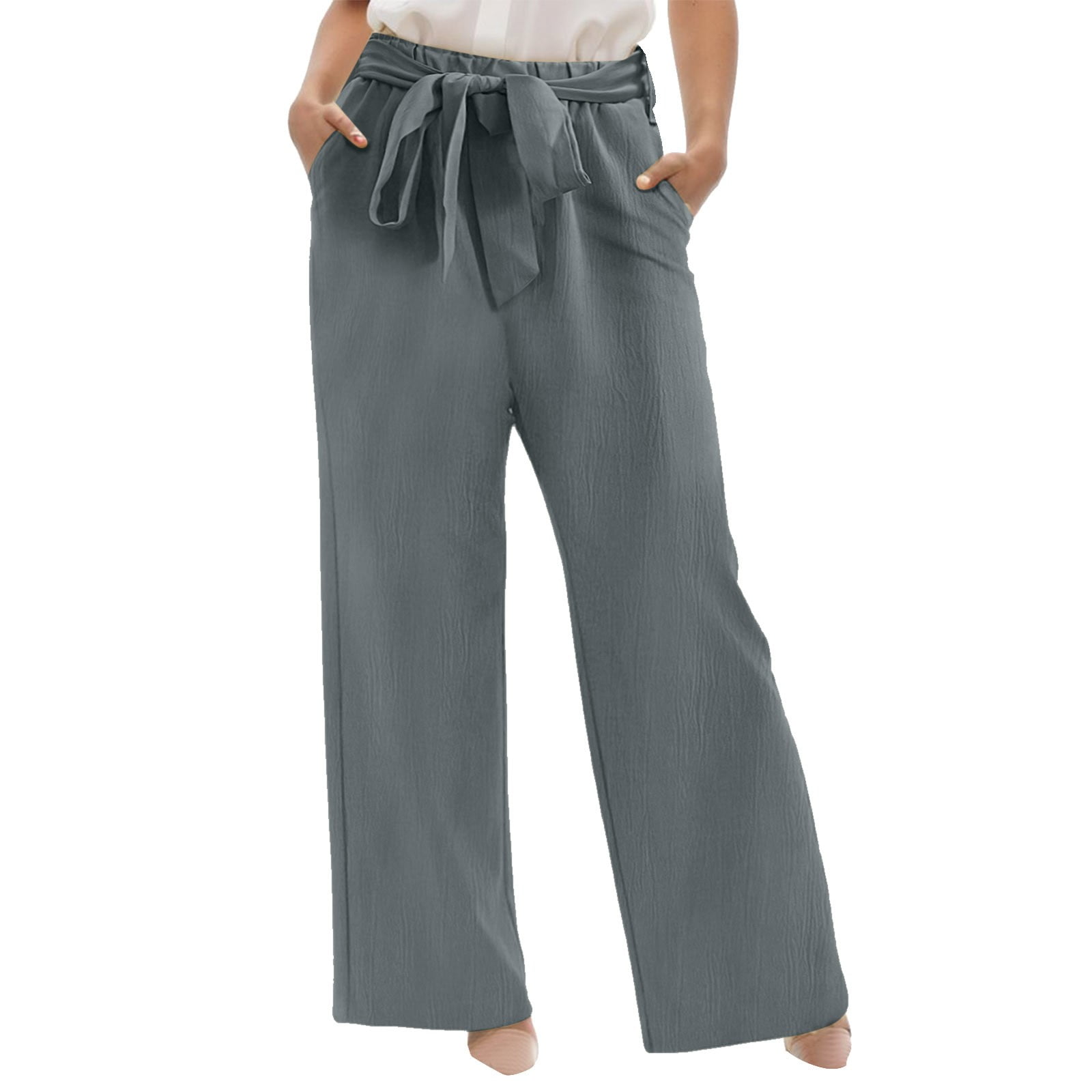 Allegra K Women's Wide Leg Palazzo Pants - High Waist, Tie Knot, With Pockets - View #4
