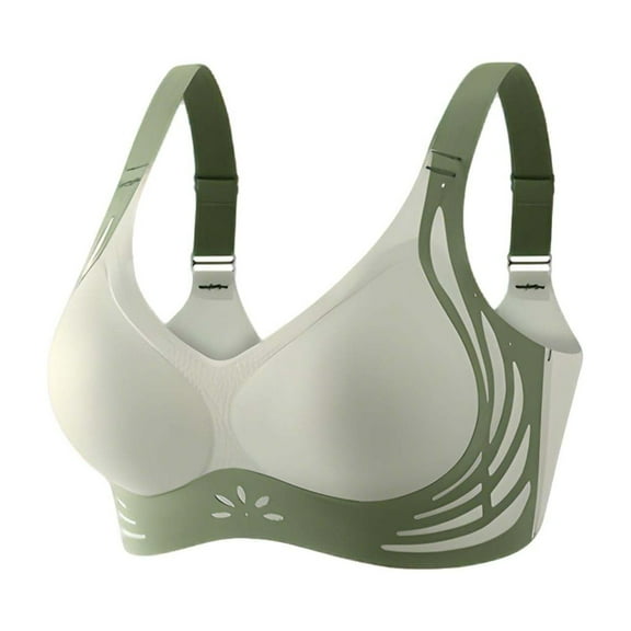 Gibobby Women's Front Closure Racerback Bras Plus Size Full Coverage Supportive Underwire Plunge Unlined Bra[Green,L]