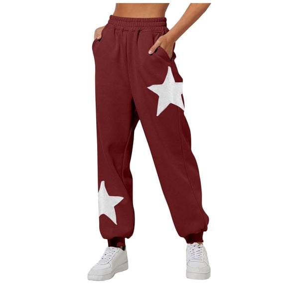 Gibobby Women's Straight Wide Leg Sweatpants High Waisted Athletic Casual Pants Lounge Loose Workout Thermal Lined Women's Winter Pants(Wine,L)