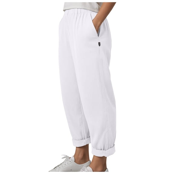 Gibobby Women's Yoga Pants with Pockets, High Waisted Cozy Lounge Pants Drawstring Sweatpant Loose Wide Leg Jogger(White,4XL)