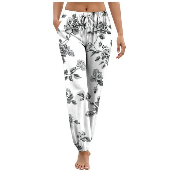 Gibobby Womens Fall Pants with Pockets Winter Elastic Waist Sweatpants Wide Leg Drawstring Pants Plus Size Thermal Leggings Women Winter(White,XL)