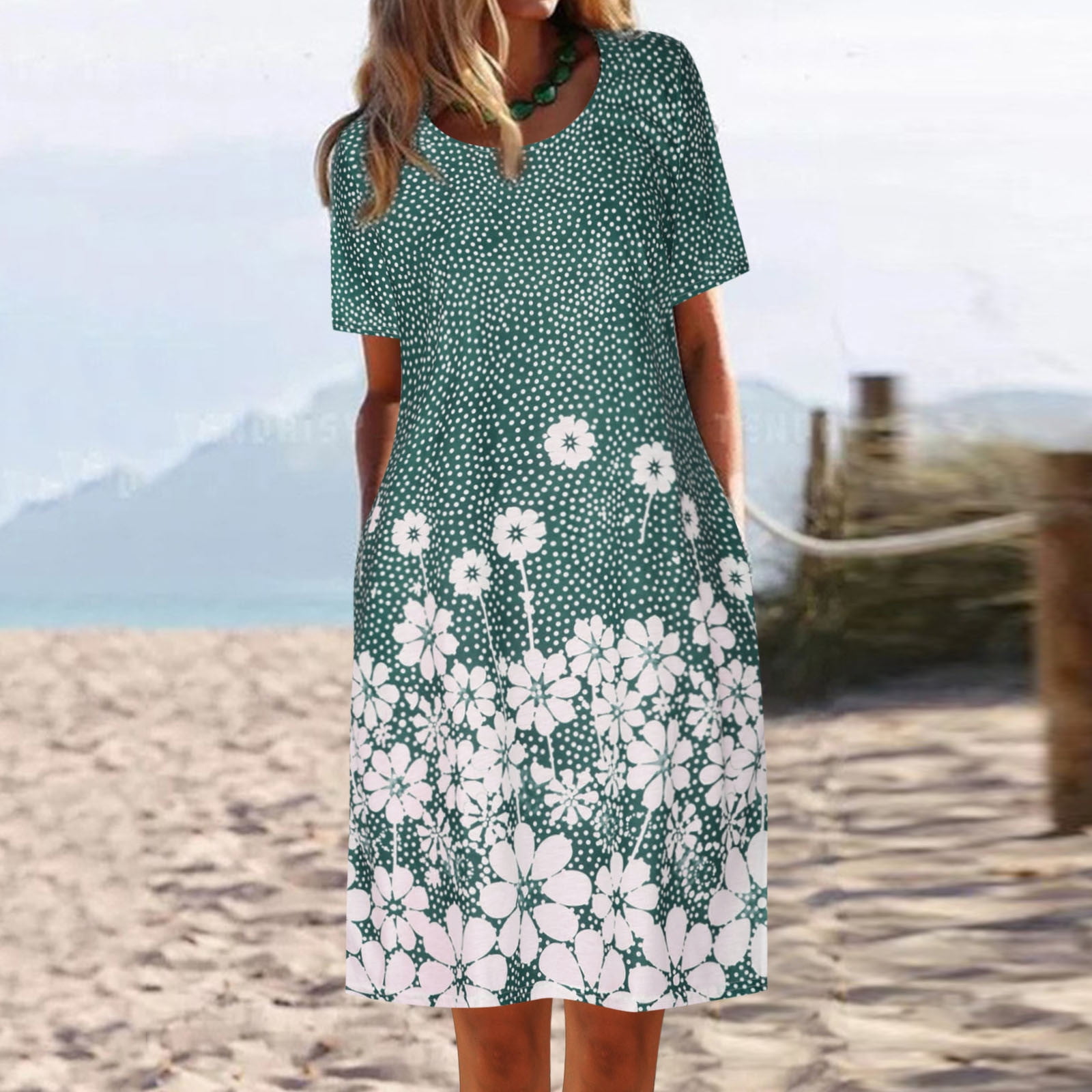 Gibobby Womens Floral Maxi Dress Womens Casual Flowy Pleated Loose Dresses  With Pockets House Dresses for Women - Walmart.com