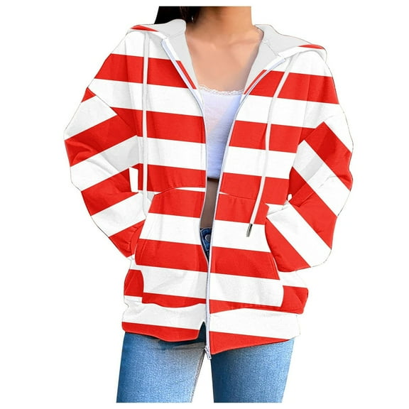Gibobby Womens Hoodies Zip up Zipper Jacket Women's Sweatshirts Casual Crew Neck Long Sleeve Plain Pullover Tops Fall Winter Coat(S,Red)
