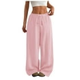 thumbnail image 1 of Gibobby Womens Wide Leg Sweatpants Casual Loose Solid Color Pants Comfy Lounge Joggers Sweatpants Pockets(Pink,S), 1 of 8
