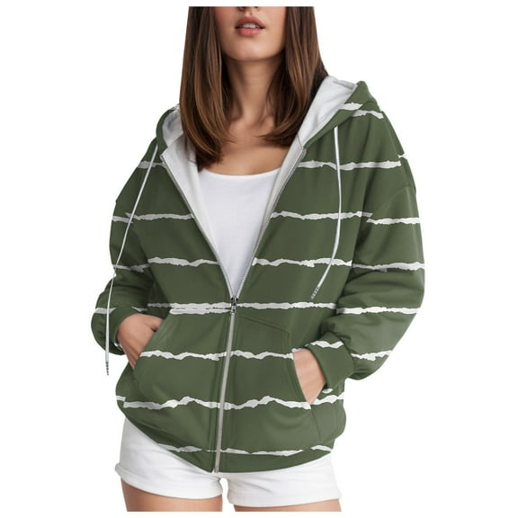 Gibobby Womens Zip Up Hoodies Oversized Sweatshirts Fall Fashion Outfits Casual Jackets Winter Clothes Heavyweight Women's Hoodie Cold Weather(Green,S)