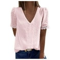 thumbnail image 1 of Gibobby Work Blouses for Women Womens Casual Scoop Neck Loose Top Short Sleeve Chiffon Blouse Shirt Tops Stylish, 1 of 5