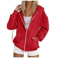 thumbnail image 1 of Gibobby Zip Up Hoodie Women Casual Oversized Sweatshirts - Fall Fashion Fleece Lined Jacket - Thick Warm Coat Winter Clothing(XXL,Red), 1 of 7