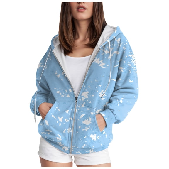 Gibobby Zip Up Sweatshirt Women Oversized Long Sleeve Y2K Hoodies Fall Fashion Outfits Casual Jacket Winter Clothes Fall Winter Coat(XXL,Blue)