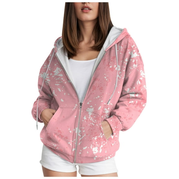Gibobby Zip Up Sweatshirt Women Oversized Long Sleeve Y2K Hoodies Fall Fashion Outfits Casual Jacket Winter Clothes Fall Winter Coat(XXXXXL,Pink)