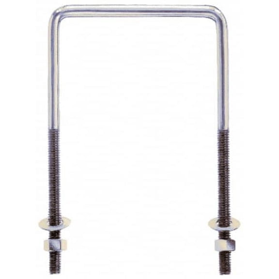 Gibraltar 3/8-16 UNC, 7" Long, Square U Bolt Clamp with No Mount Plate 3-3/4" Thread Length, 2" Wide, Grade 304 Stainless Steel