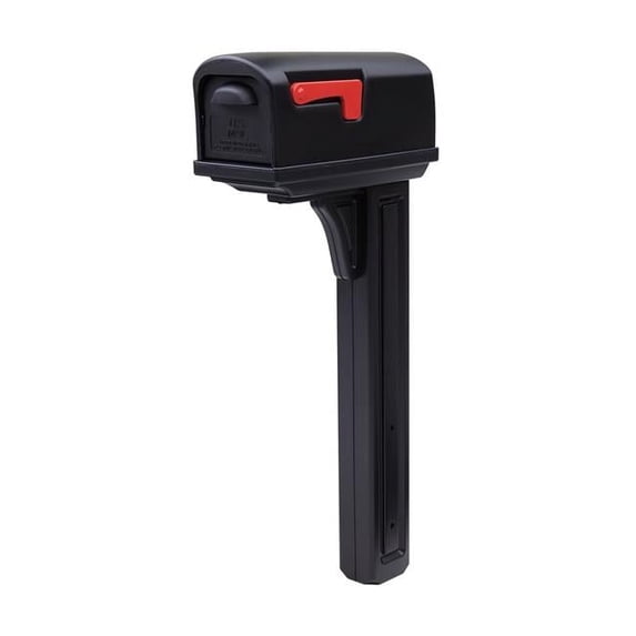 Gibraltar Classic Plastic Post Mount Double Door Mailbox, Black