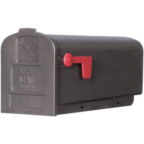 Gibraltar Deluxe Polybox Plastic Post Mounted Black Mailbox 9-9/16 in. H x 7-7/8 in. W x 19-3/8 in. L