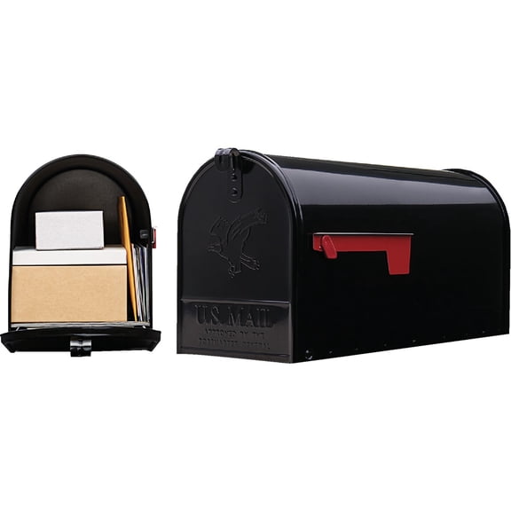 Gibraltar E1600BAM Elite Post-Mount Mailbox, Large, Black Steel - Quantity 1