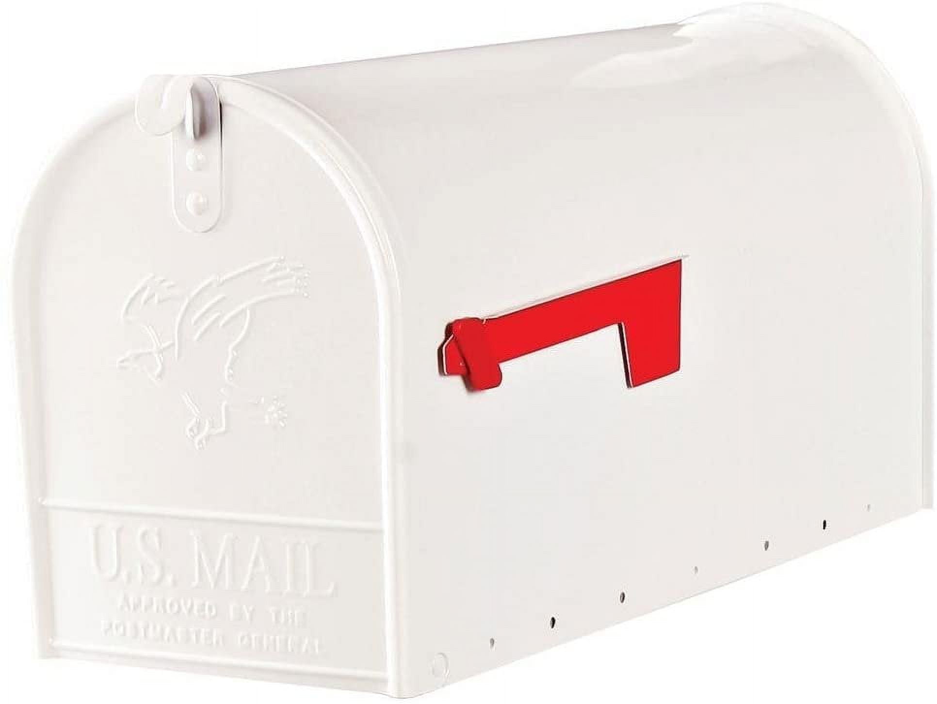 Elite Large White Steel Post Mounted Mailbox