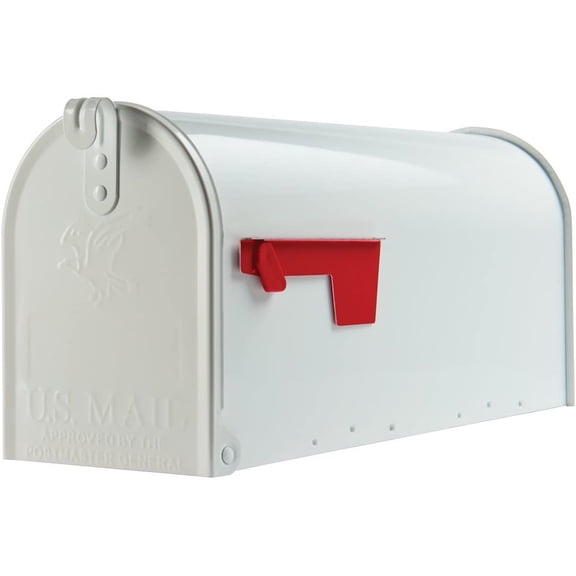 Gibraltar Elite Medium Capacity Galvanized Steel White Post-Mount Mailbox, C1100W00