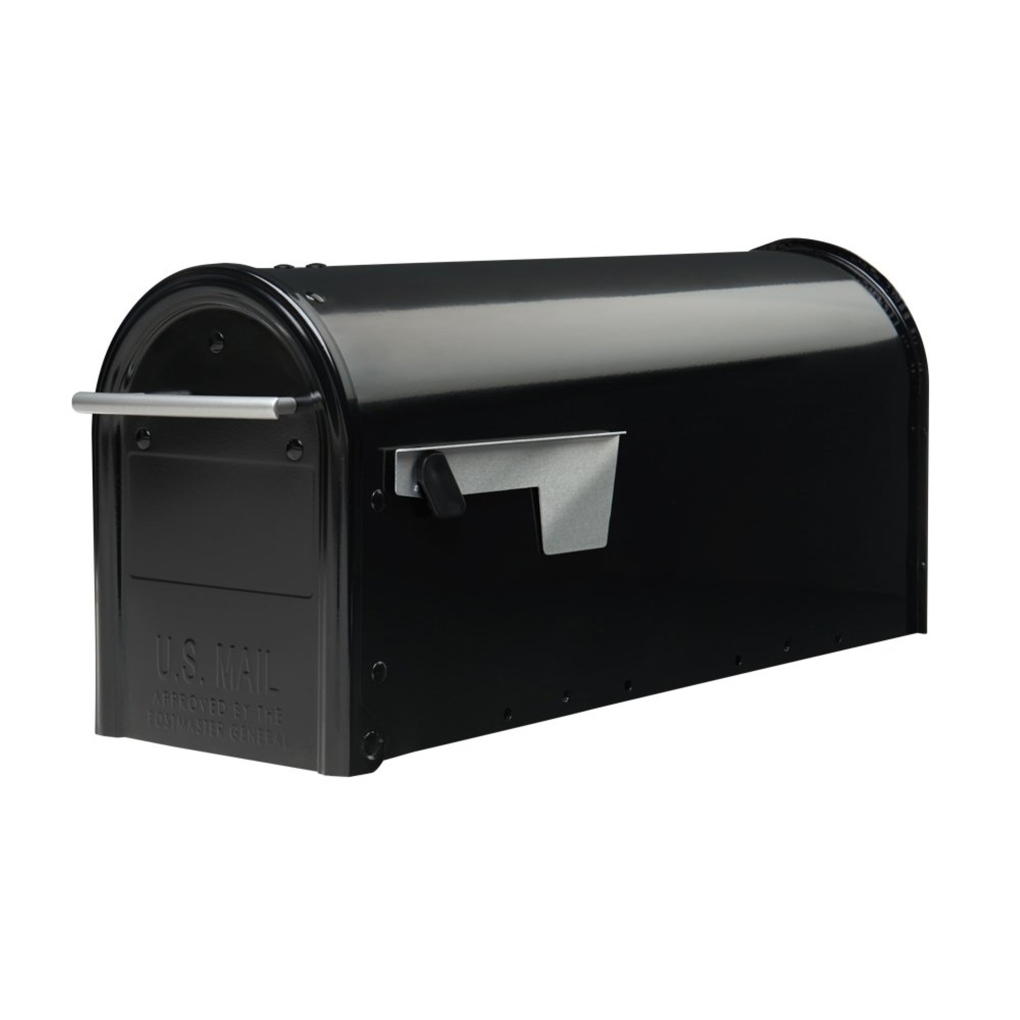 Franklin Medium Black Steel Post Mount Mailbox with Nickel Accents