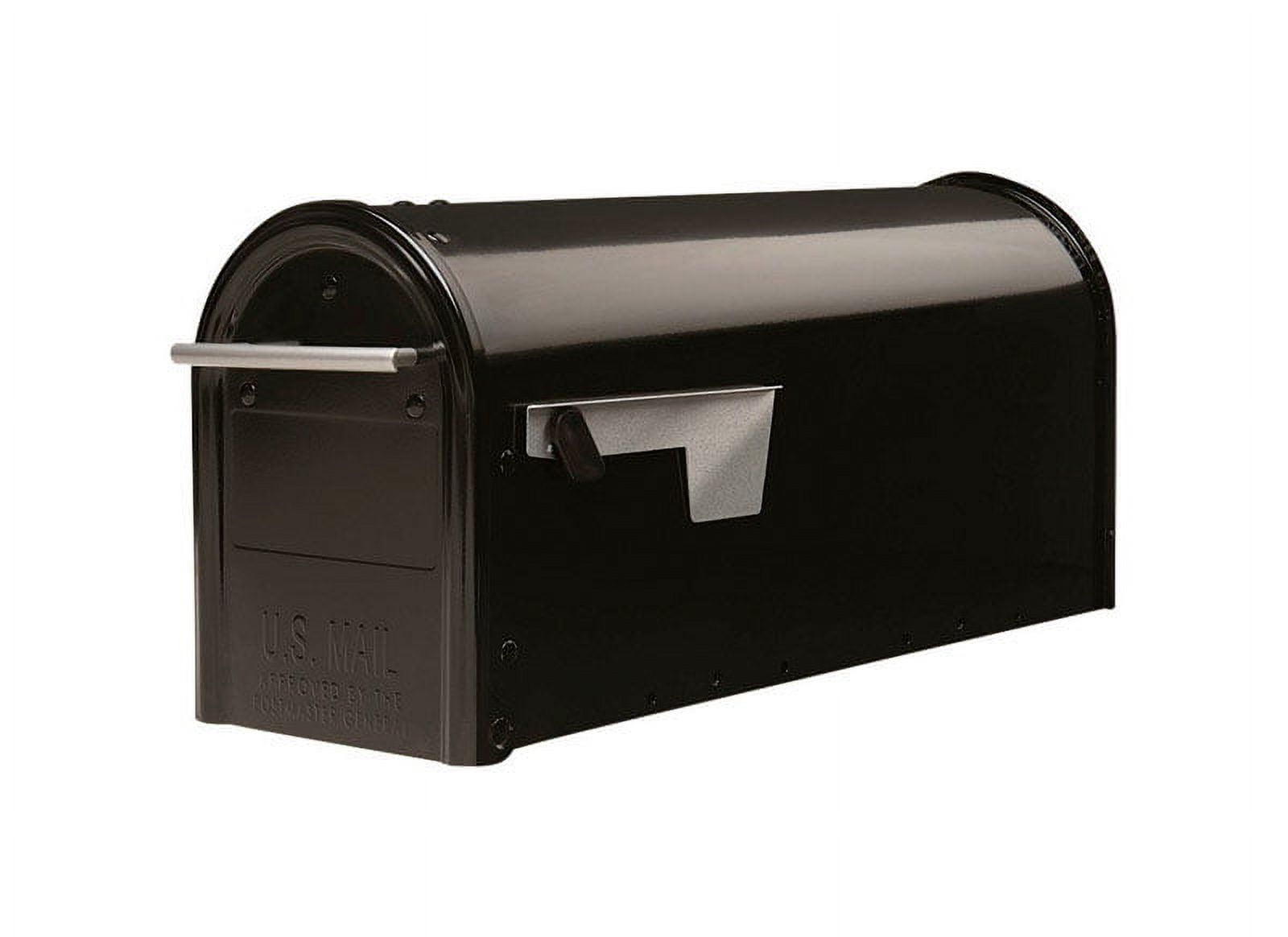 Franklin Medium Black Steel Post Mount Mailbox with Nickel Accents