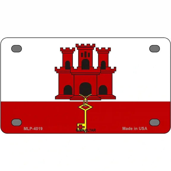 Gibraltar Flag Metal Novelty License Plate 4" x 2.2" Mini