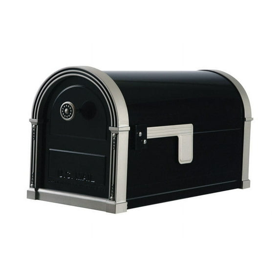 Gibraltar High Grove Galvanized Steel Post Mounted Black Mailbox 11-1/2 in. H x 9-5/8 in. W x 22-3/4 in. L