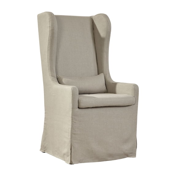 Gibraltar Highback Linen Slipcovered Host Chair with Bolster Cushion