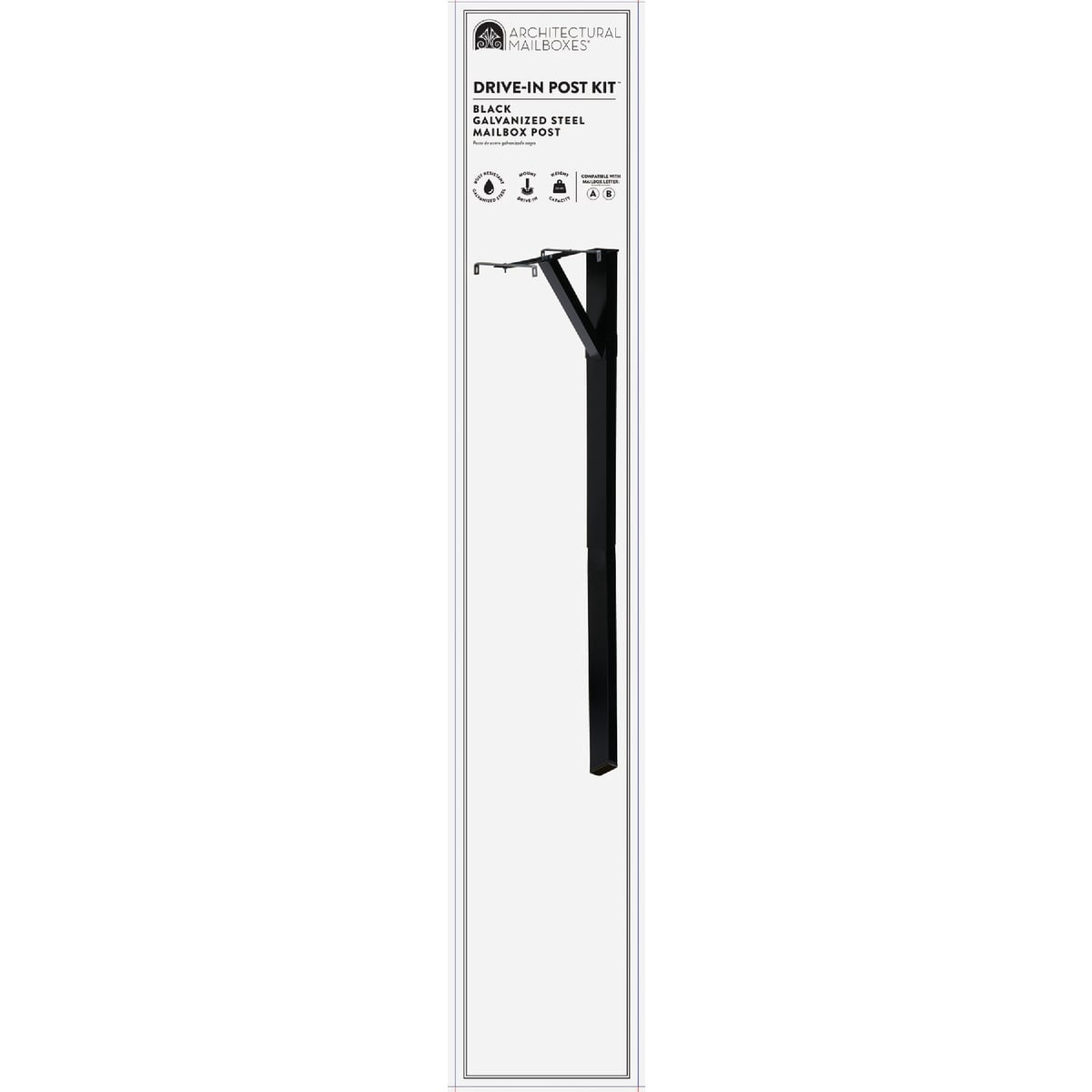 Gibraltar Mailboxes 34 in. H x 5-1/2 in. W x 20-9/32 in. D Powder Coated Black Steel Mailbox Post Kit