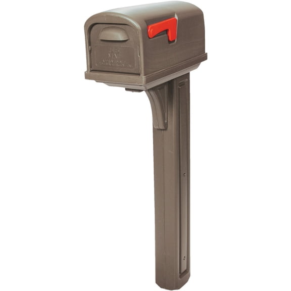 Gibraltar Mailboxes Classic All-in-One, Medium, Plastic, Mailbox & Post Combo, Mocha, GCL10000M